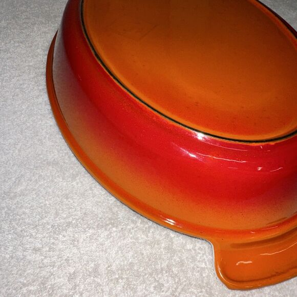 Vtg Le Creuset Cast Iron Enamel #32 Flame Oval Casserole Baking Dish France - Picture 7 of 10